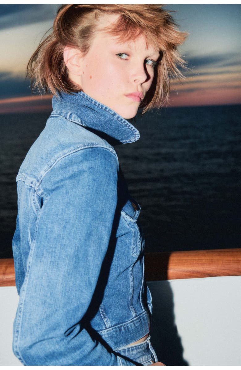 H&M Short Denim Jacket, Alternate, color, Denim Blue