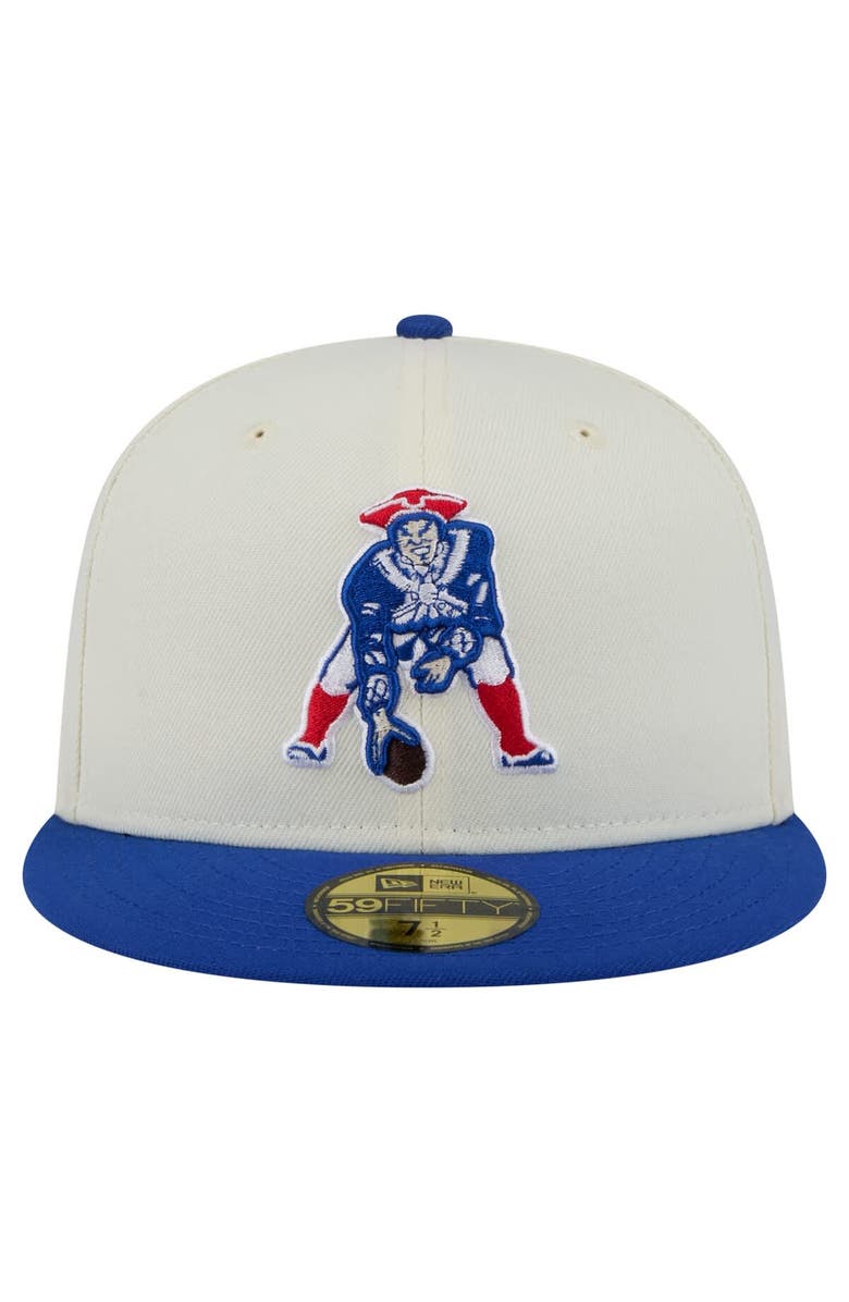 New Era Men's New Era White/Royal New England Patriots Throwback Main 59FIFTY Fitted Hat, Alternate, color,