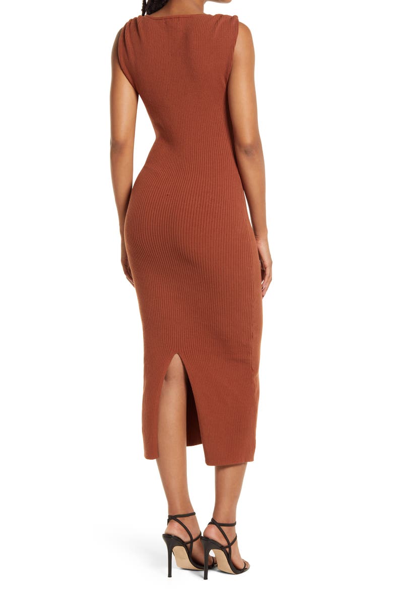 Twist Strap Rib Midi Sweater Dress, Alternate, color, TORTOISE SHELL001