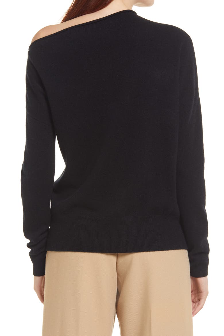 Off the Shoulder Cashmere Sweater, Alternate, color, BLACK