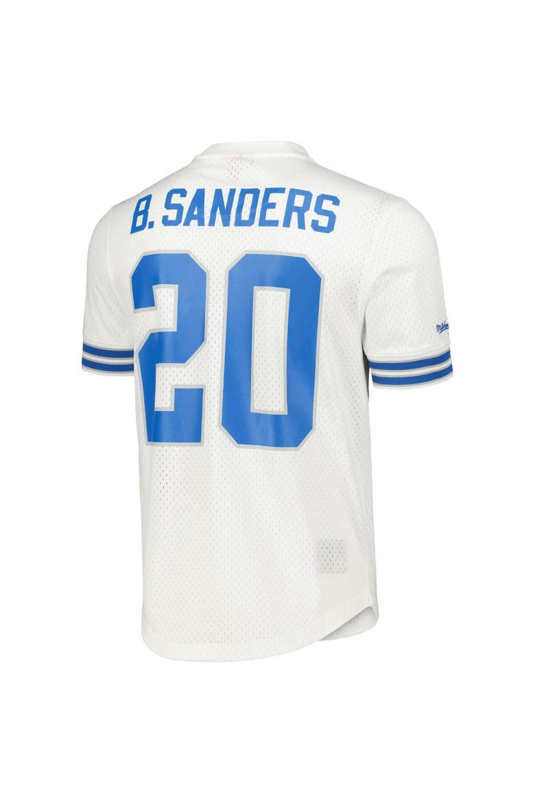 Men's Mitchell & Ness Barry Sanders White Detroit Lions Retired Player Name & Number Mesh Top, Alternate, color, White