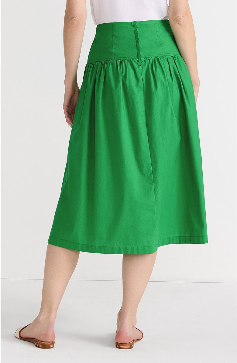 Lands' End Poplin Drop Waist Midi Skirt, Alternate, color, Vibrant Clover