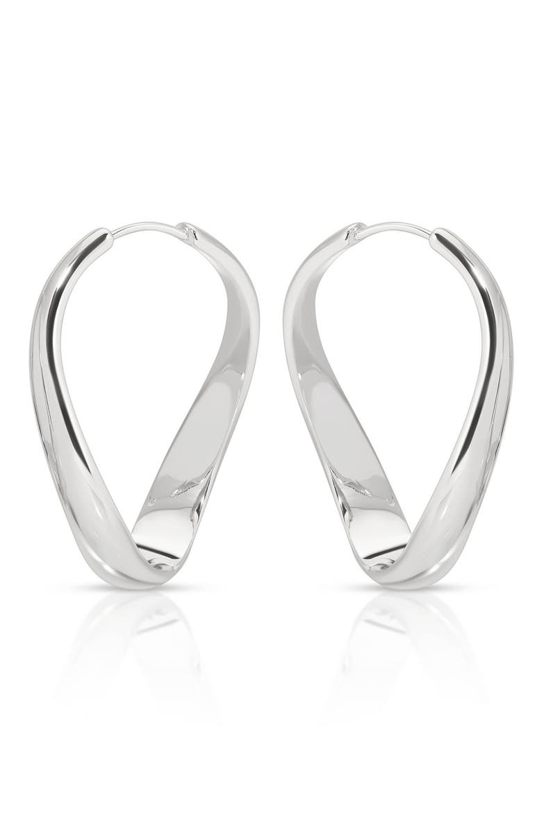Twisted Oval Hoop Earrings, Alternate, color, SILVER
