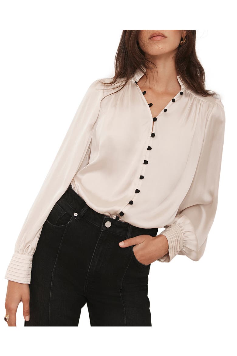 Contrast Satin Blouse, Main, color, Cream