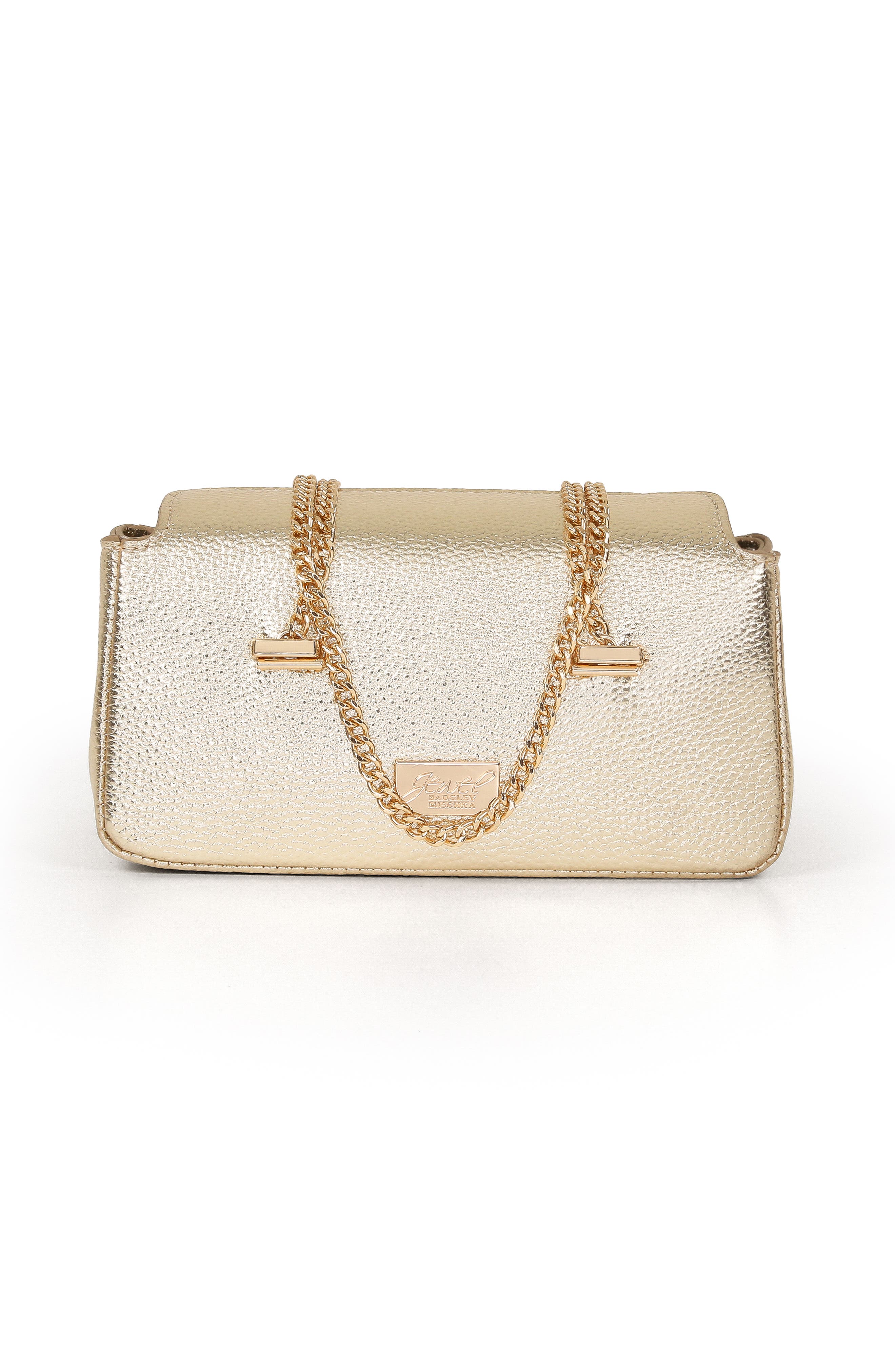 Jewel Badgley Mischka Senna Faux Leather Vintage Inspired Clutch, Alternate, color, Gold