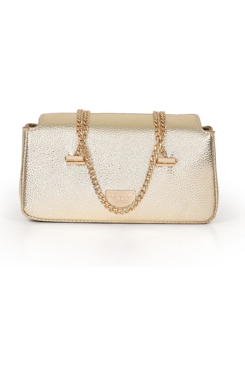 Jewel Badgley Mischka Senna Faux Leather Vintage Inspired Clutch, Alternate, color, Gold