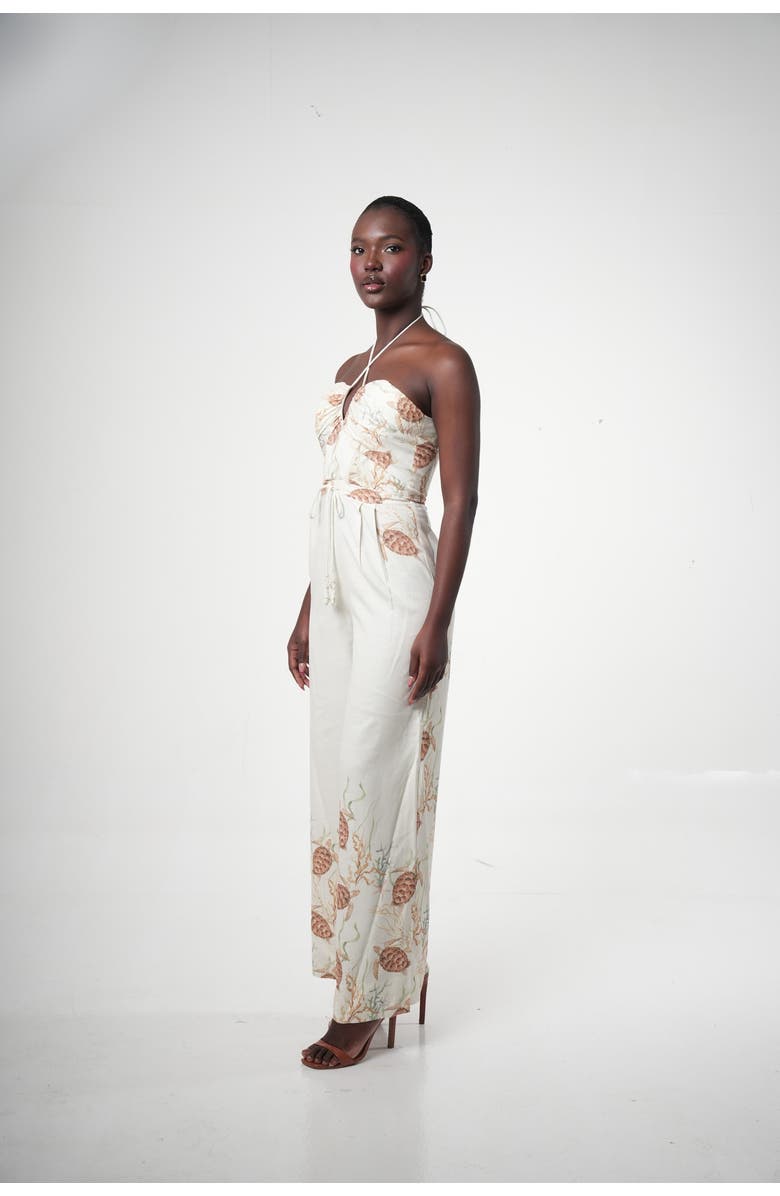Sable Costamar Linen-blend Halter Wide-leg Jumpsuit, Alternate, color, Ivory (Off-White)