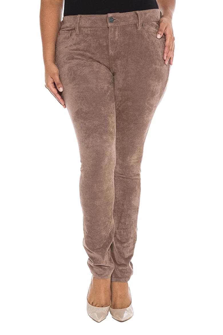 Slink Sueded Skinny Jeans, Main, color, NUTMEG