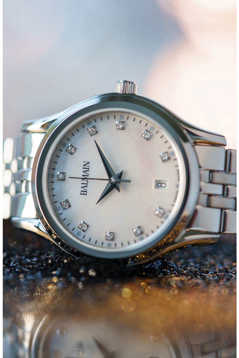 Beleganza Diamond Bracelet Watch, 27.5mm, Alternate, color, SILVER