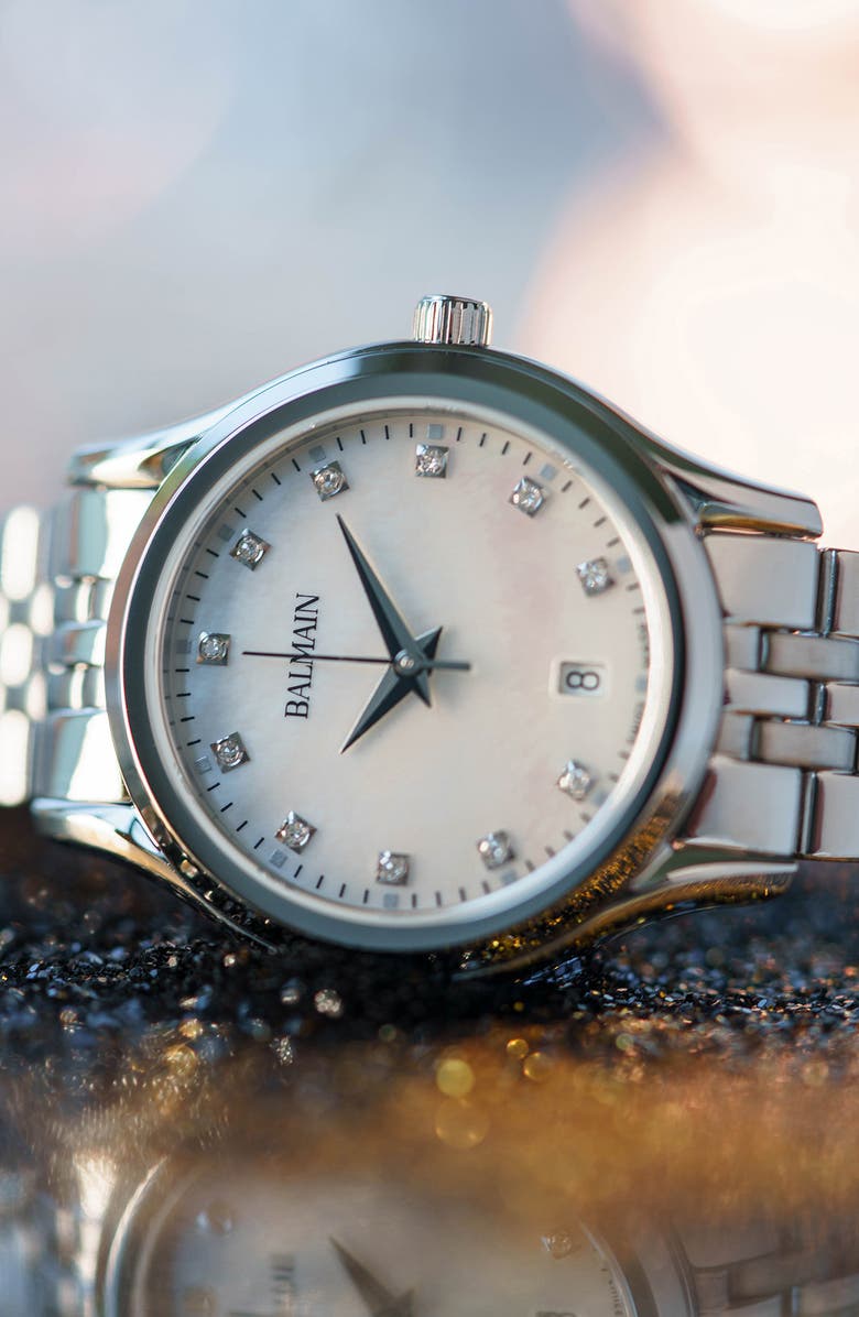 BALMAIN WATCHES Beleganza Diamond Bracelet Watch, 27.5mm, Alternate, color, Silver