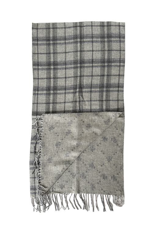 Lauren Ralplh Lauren Plaid And Logo Double Face Scarf In Gray