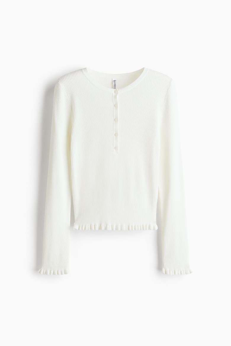 Rib-knit Top, Alternate, color, White