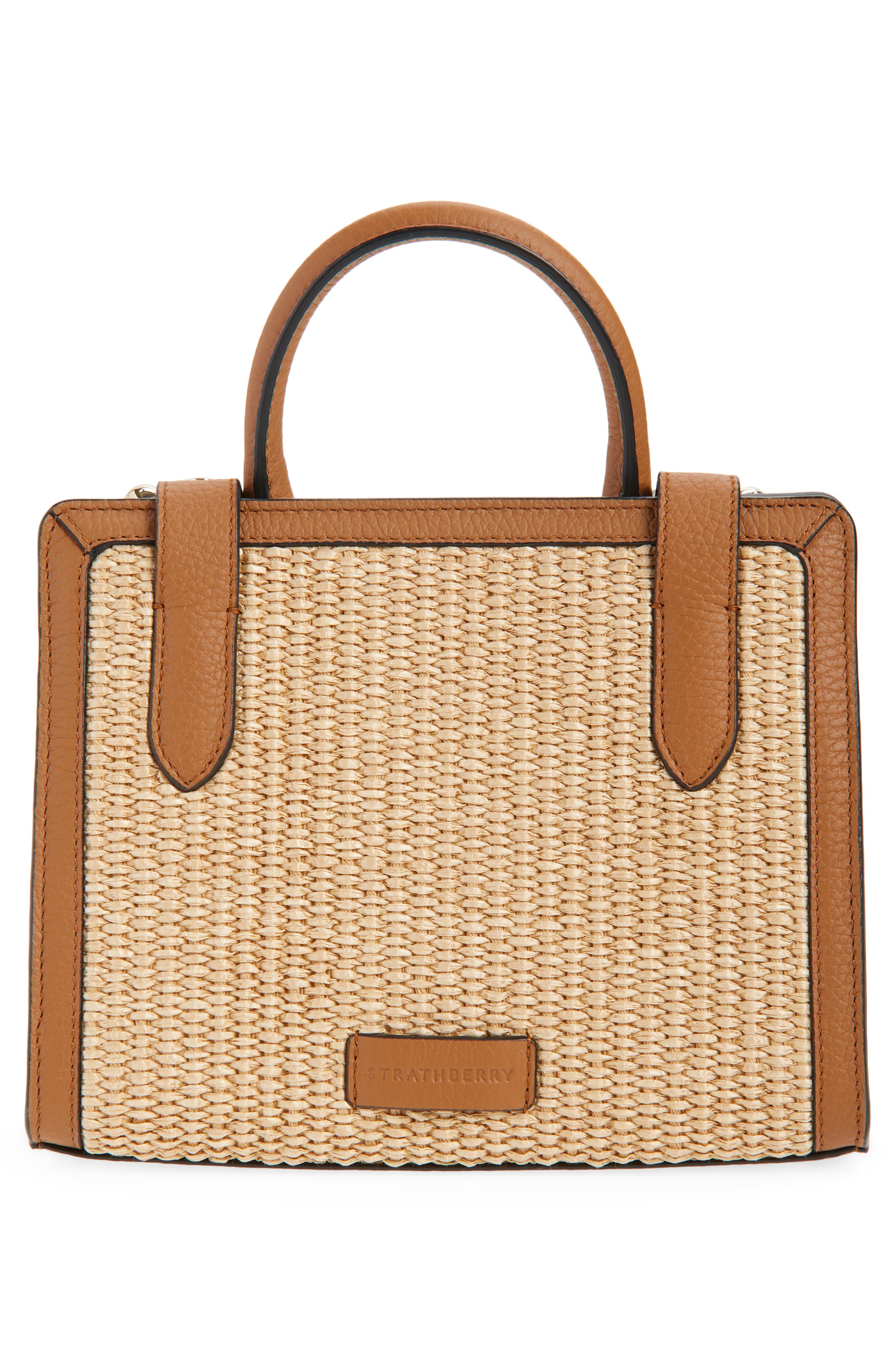 Strathberry Mini Woven Raffia Tote, Alternate, color, Tan/ Natural