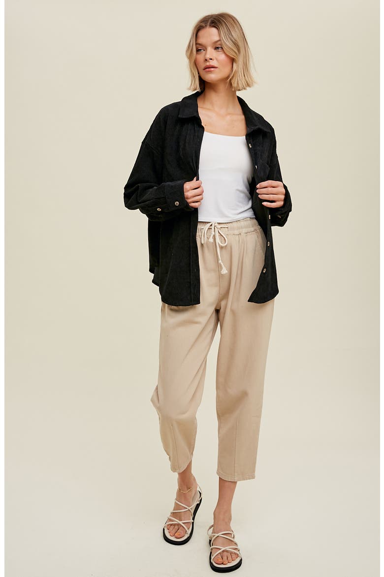 Oversize Corduroy Shacket, Alternate, color, BLACK