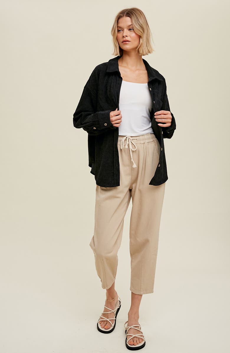 WISHLIST Oversize Corduroy Shacket, Alternate, color, Black