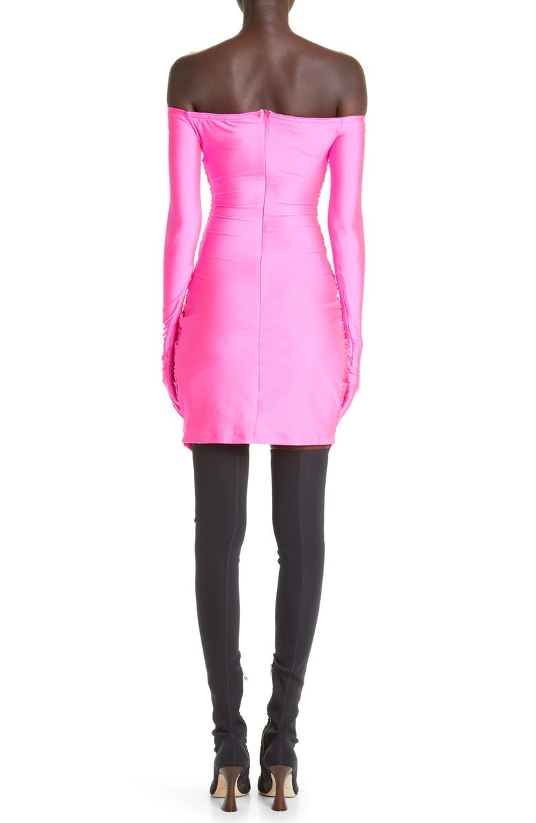 Richard Quinn Ruched Glove Sleeve Off the Shoulder Dress, Alternate, color, 