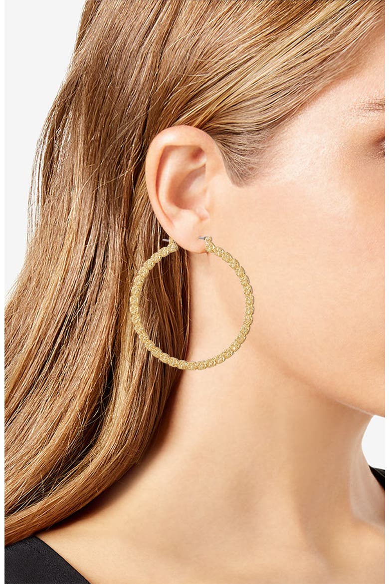 Had a Chain Hoop Earrings, Alternate, color, GOLD TONE