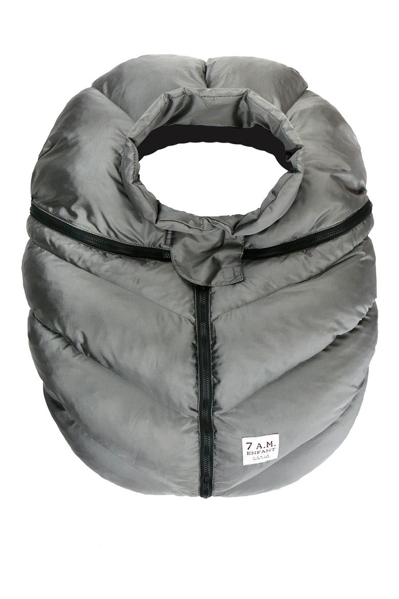 7 A.M. Faux Shearling Trim Car Seat Cocoon, Alternate, color, METALLIC GREY
