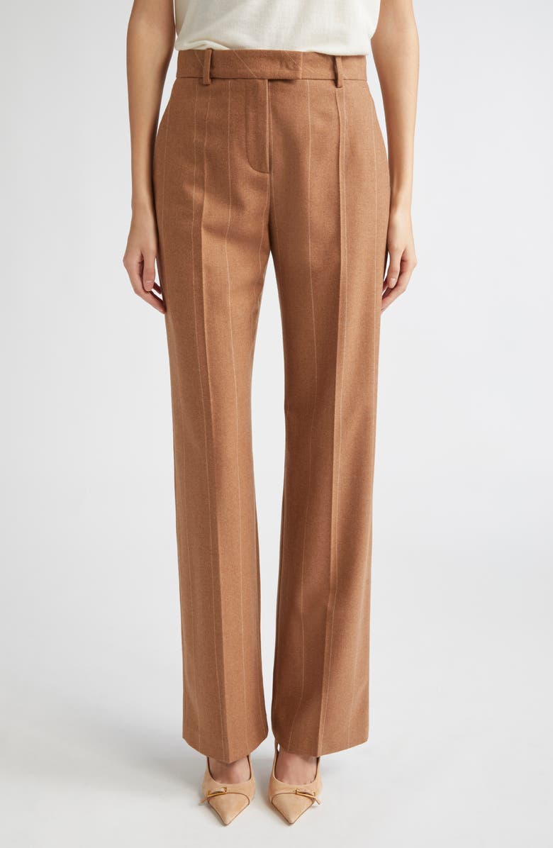 Eleventy Pinstripe Wool Straight Leg Pants, Main, color, 157 Cognac