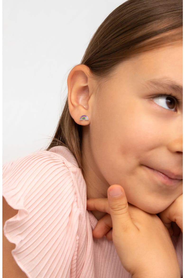 Magical Rainbow Girl Earrings, Alternate, color, Light Blue