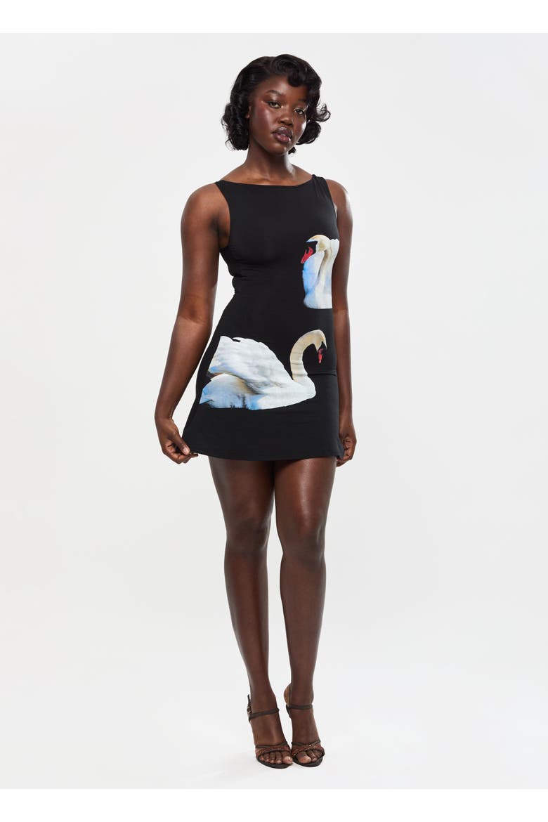 Swan Mini Dress, Main, color, Swan