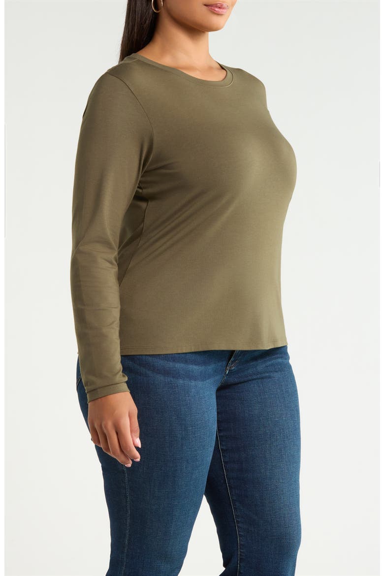 Pima Cotton & Tencel Modal Long Sleeve T-Shirt, Alternate, color, OLIVE SARMA