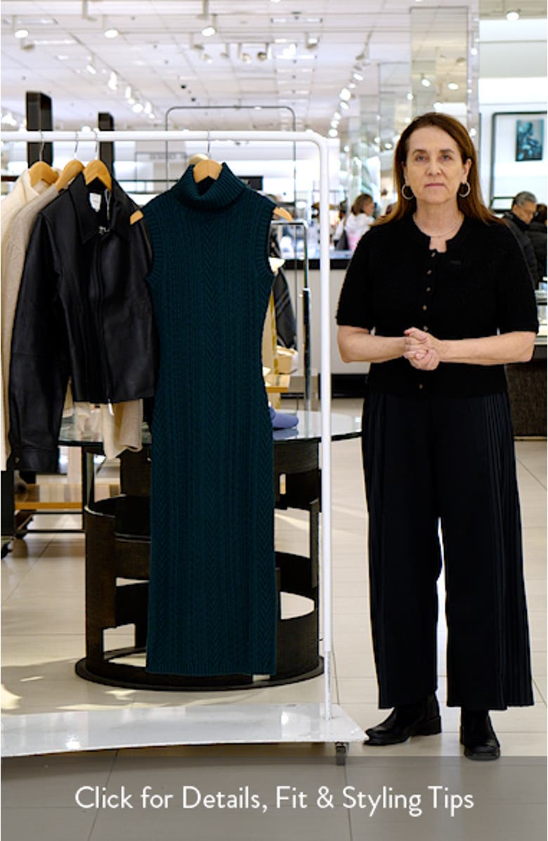 Sleeveless Turtleneck Cable Stitch Maxi Sweater Dress, sales video thumbnail