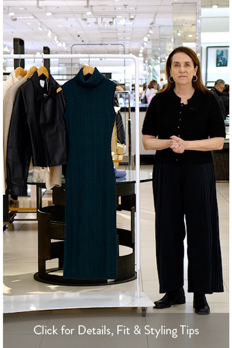 Sleeveless Turtleneck Cable Stitch Maxi Sweater Dress video