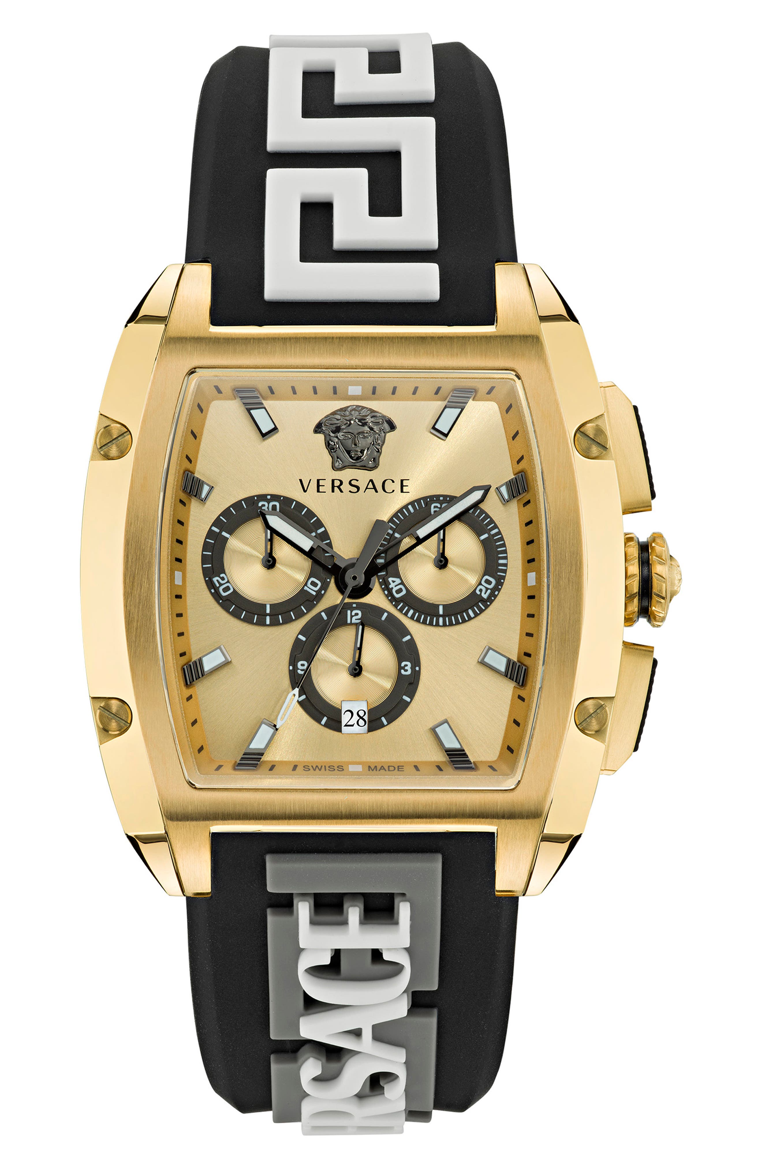 Versace Dominus Chronograph Silicone Strap Watch, 42mm