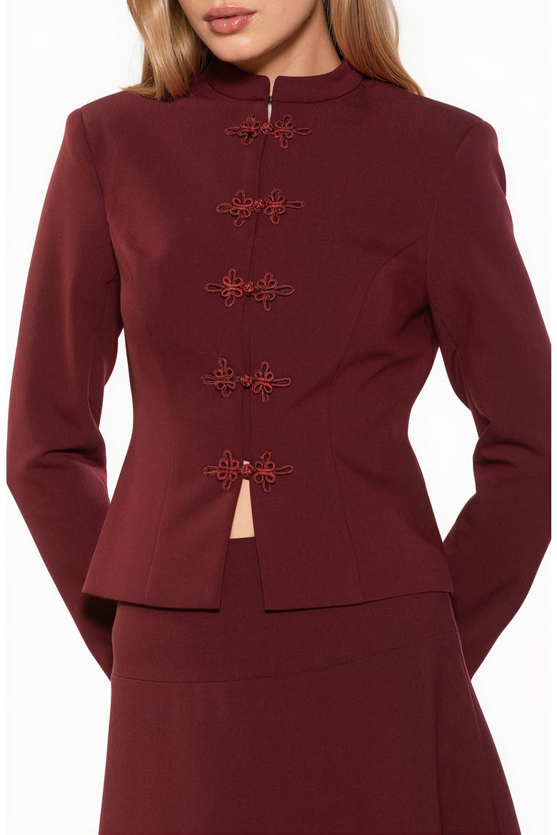 Moira Mandarin Collar Jacket, Main, color, BURGUNDY
