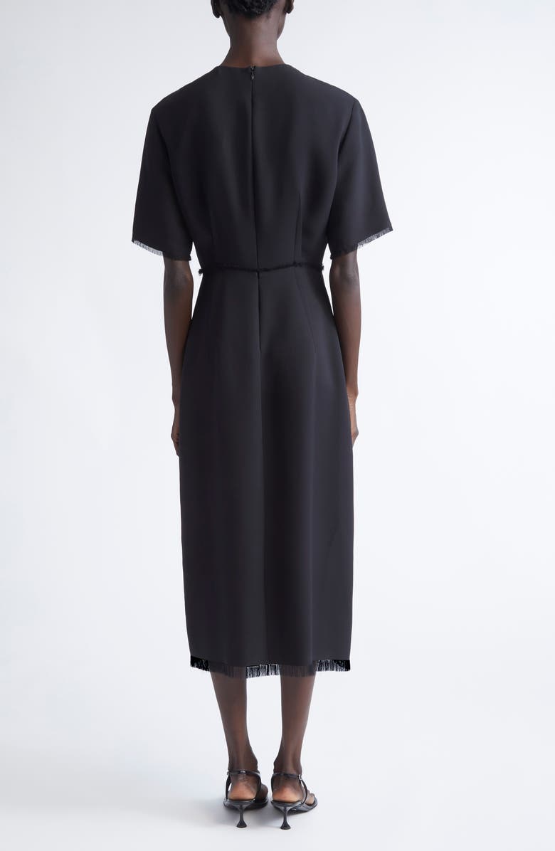 FFORME Brooke Fringe Trim Silk T-Shirt Dress, Alternate, color, Black