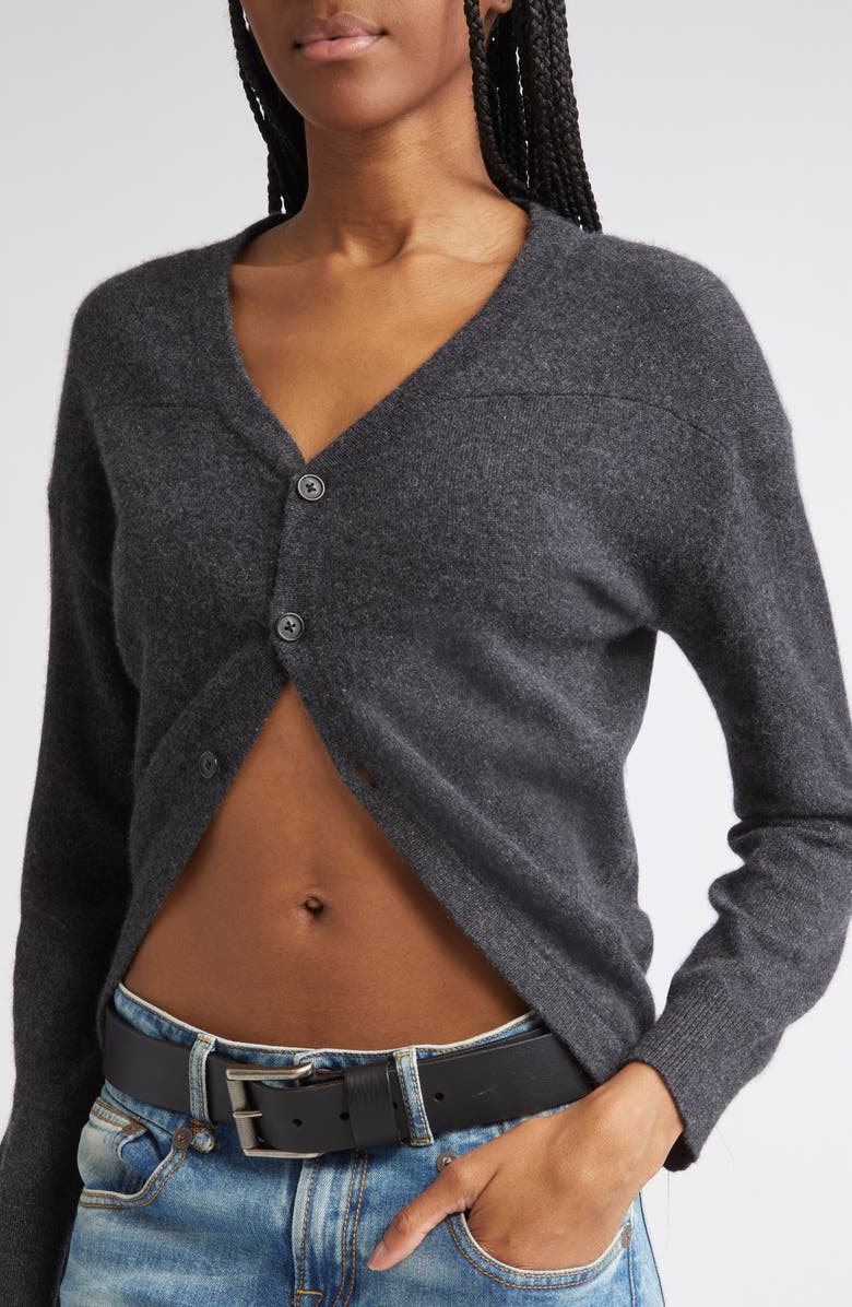 R13 Wrap Around Cashmere Cardigan, Alternate, color, Charcoal