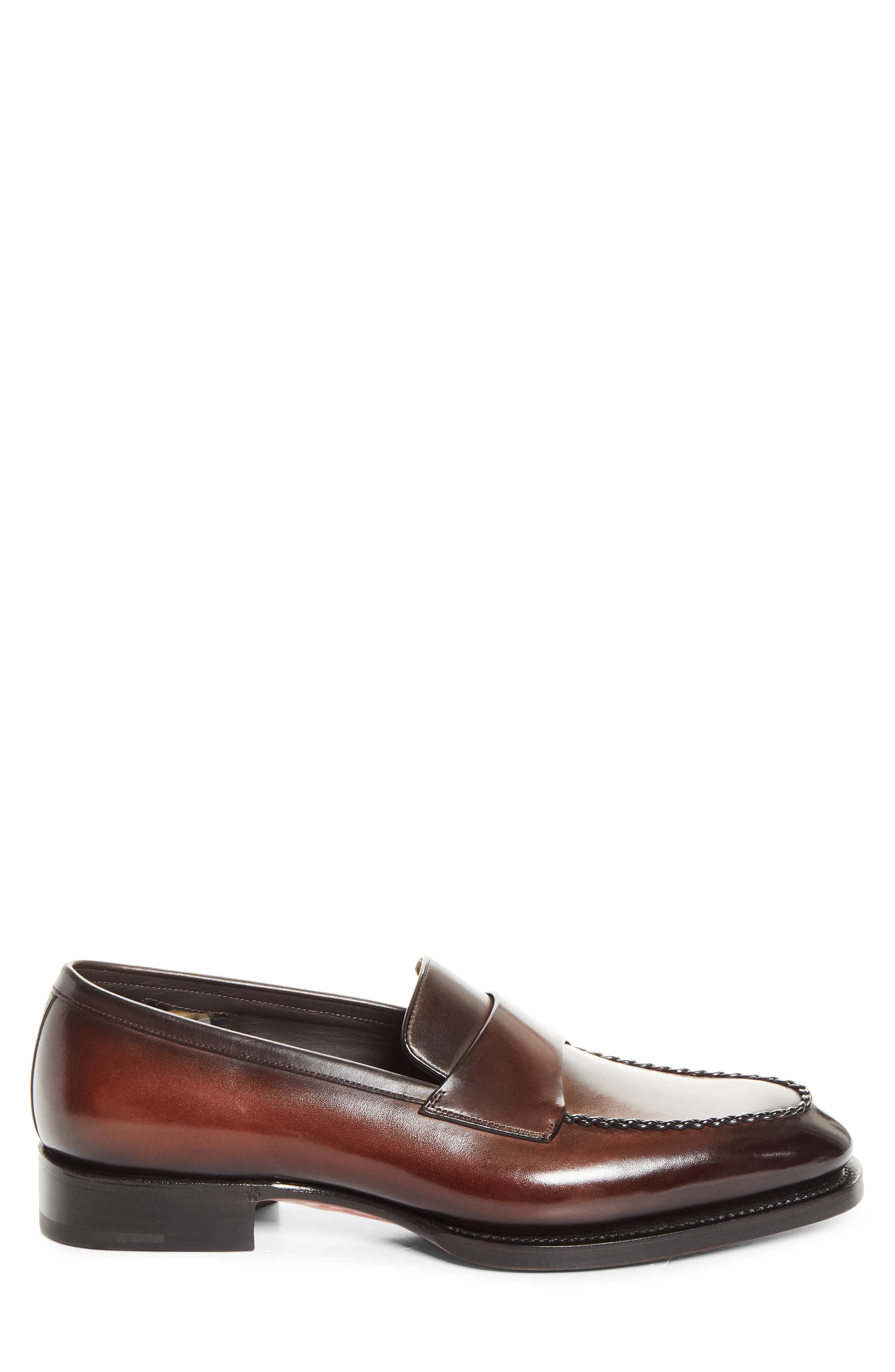 Santoni Arco Loafer, Alternate, color, Dark Brown-T60