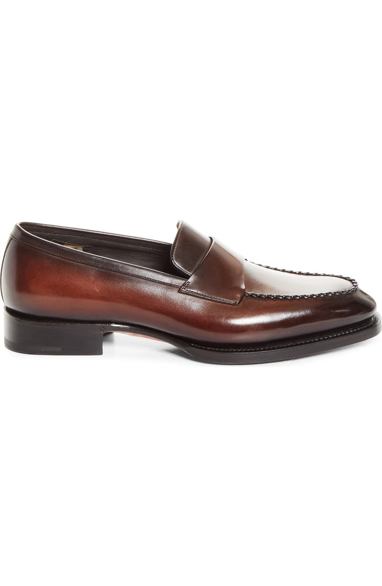 Santoni Arco Loafer, Alternate, color, Dark Brown-T60