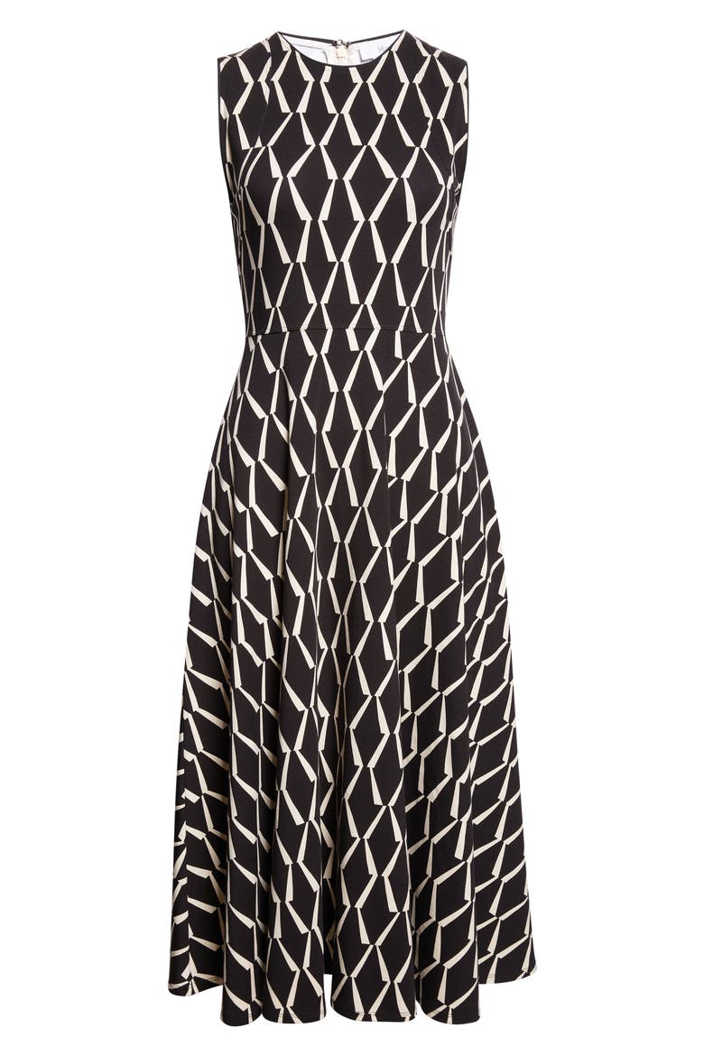 Lampara Geo Print Jersey Midi Dress, Alternate, color, BLACK