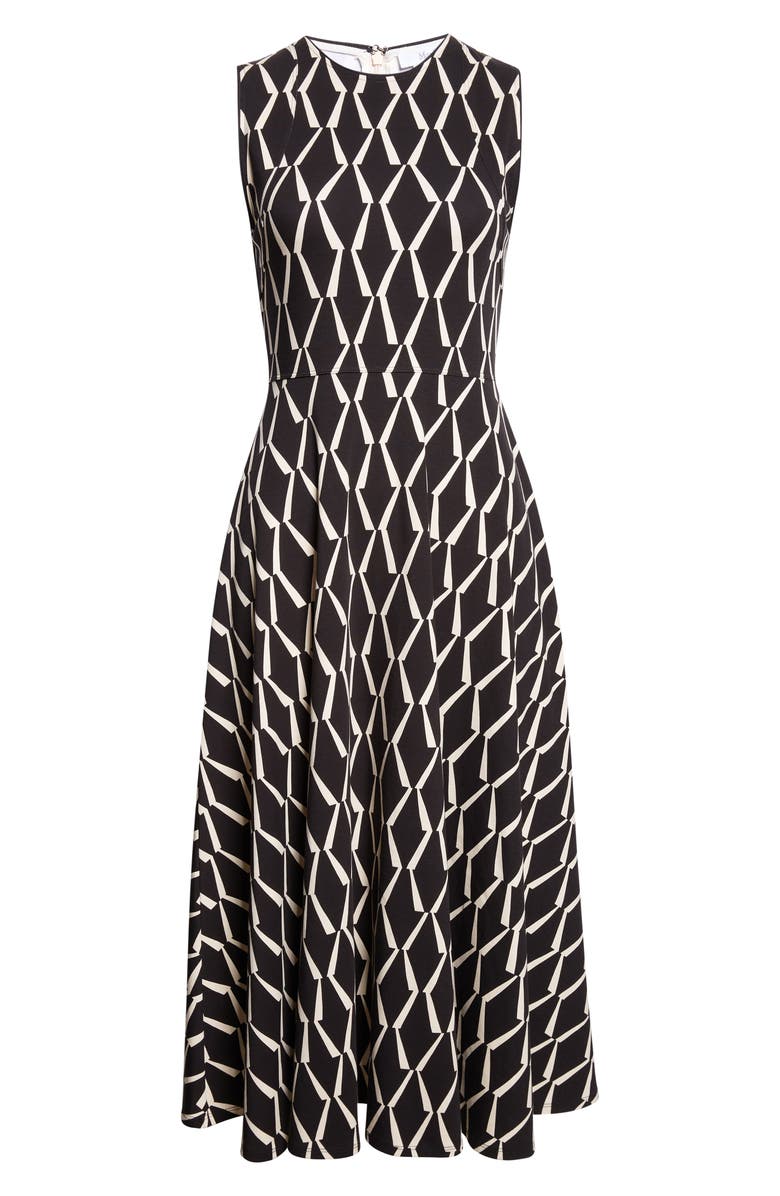 Max Mara Lampara Geo Print Jersey Midi Dress, Alternate, color, Black