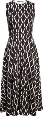 Max Mara Lampara Geo Print Jersey Midi Dress