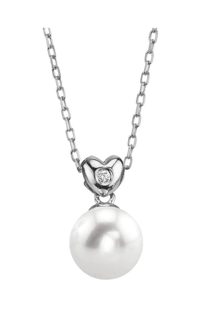 14K Gold Freshwater Pearl & Diamond Lev Pendant, Main, color, White Gold