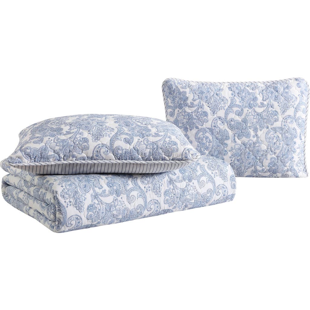 Stone Cottage Field Of Paisley Reversible Quilt & Sham Set In Blue