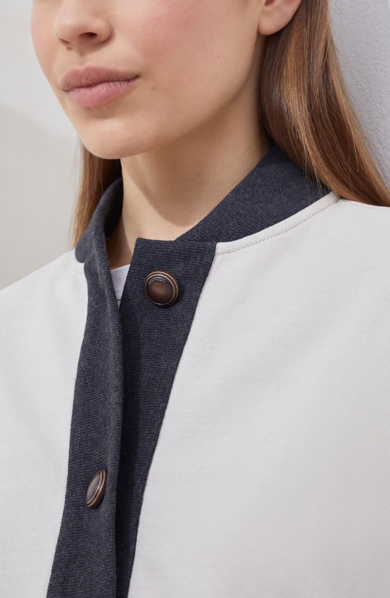 Brunello Cucinelli Smooth French terry cardigan-style top, Alternate, color, Cool Beige