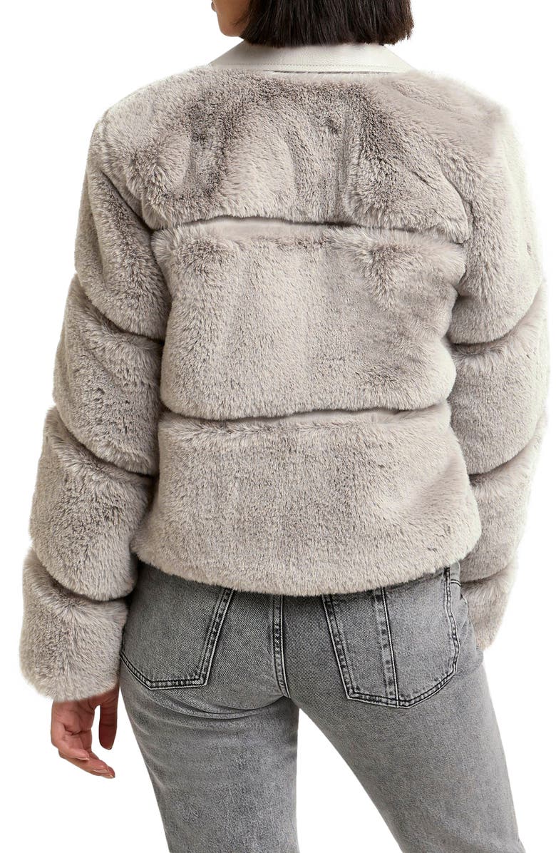 River Island Faux Fur & Faux Leather Moto Jacket, Alternate, color, 