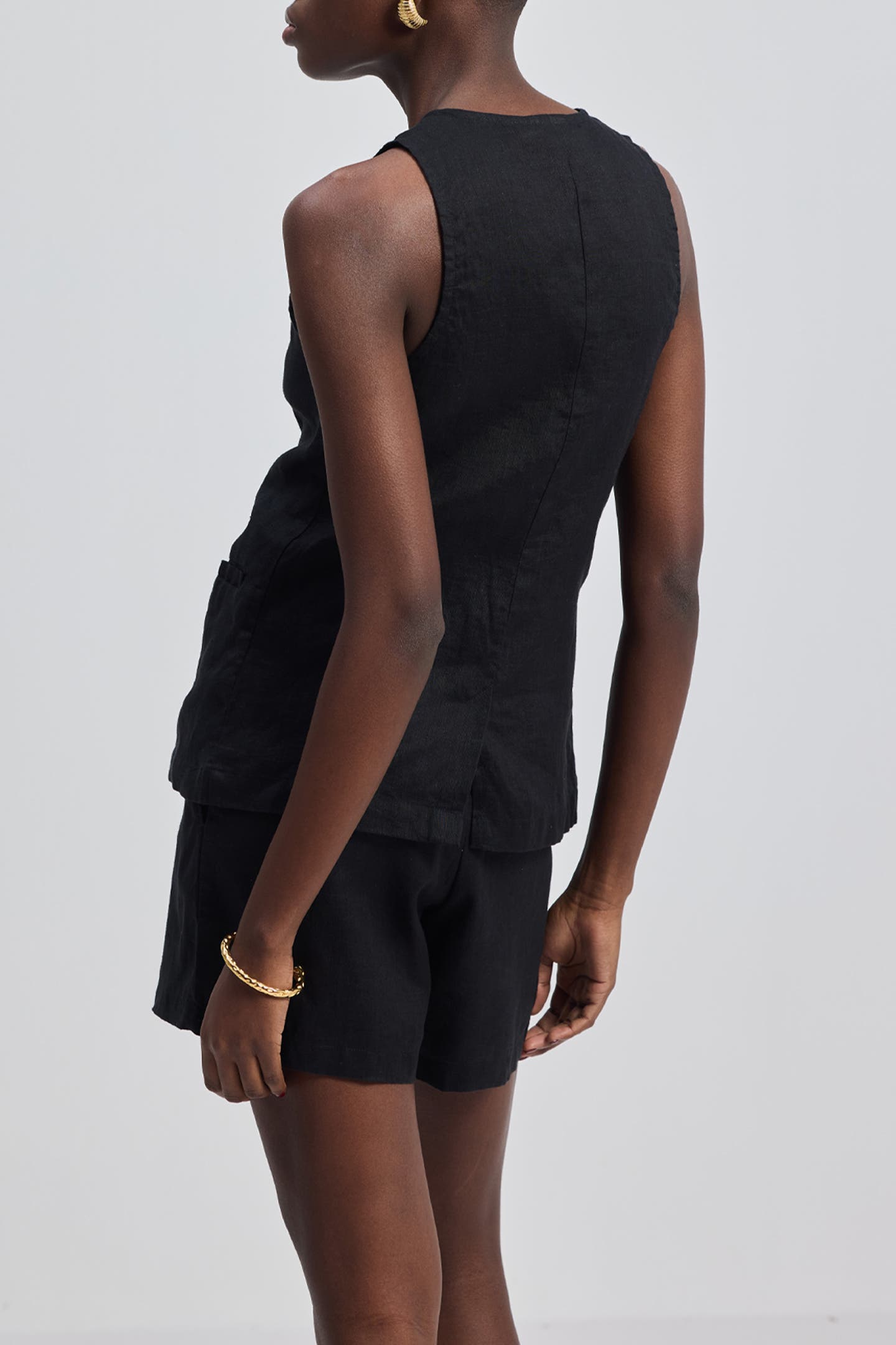 Hemp Vest Jacket in Black - image 2
