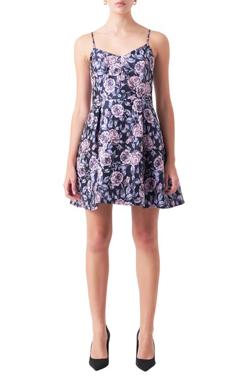 Floral Jacquard Minidress