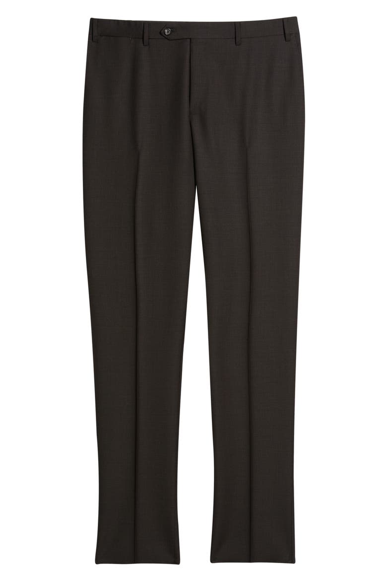 Siena Regular Fit Flat Front Solid Wool Suit Pants, Alternate, color, BROWN