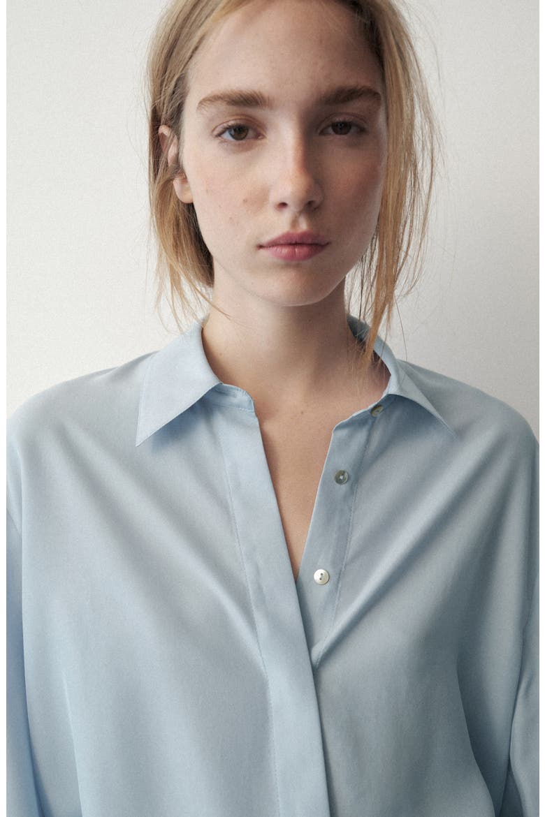 Oversized Silk Shirt, Alternate, color, SKY BLUE