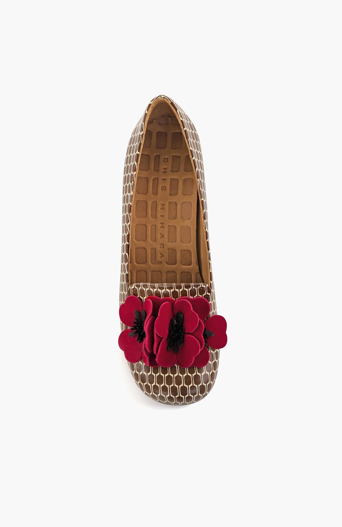 MUKAI49 Geometric print mixed-material leather shoes, Alternate, color, Choco