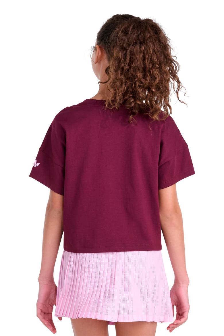 Kids' Trefoil Lace Graphic Tee, Alternate, color, DARK RED