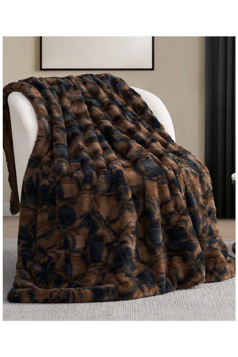 Print Embossed Oversize Blanket, Alternate, color, COCAO NIBS BROWN