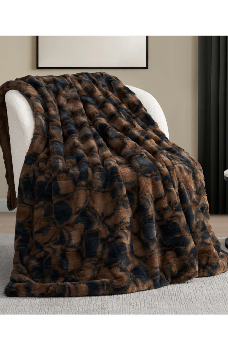 Nine West Print Embossed Oversize Blanket, Alternate, color, Cocao Nibs Brown