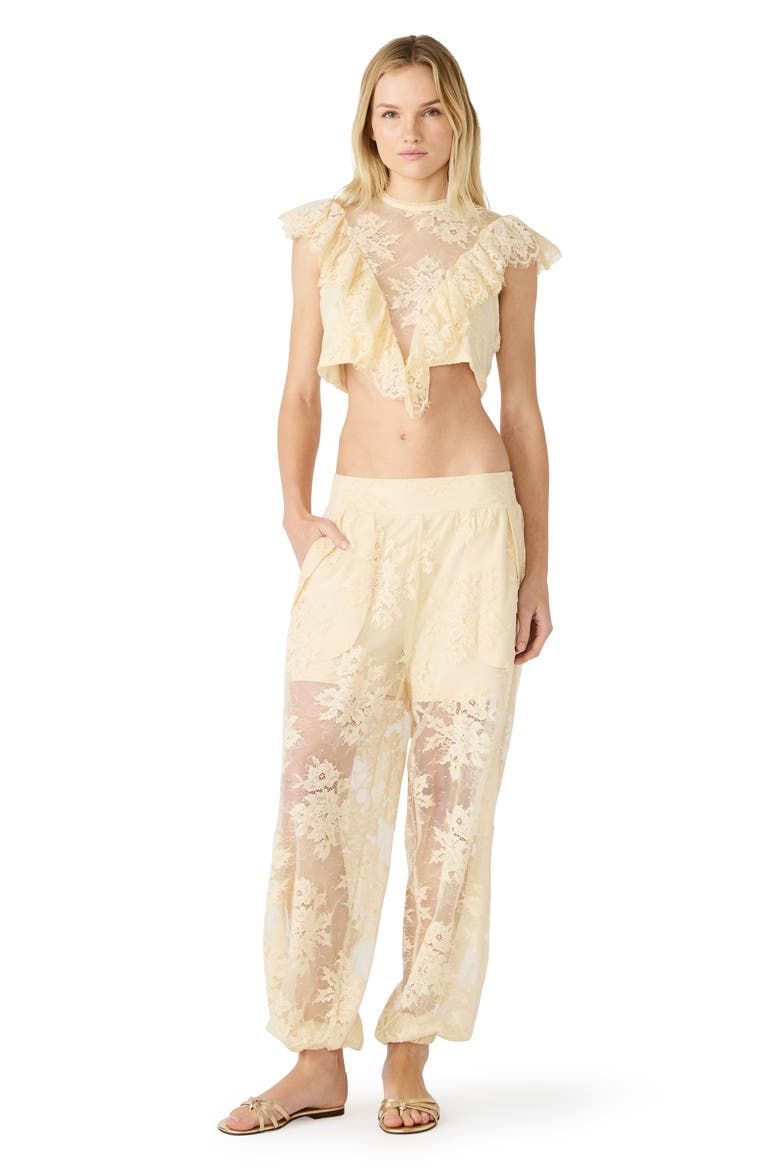 Faya Floral Lace Pants, Alternate, color, TROPIC SANDS